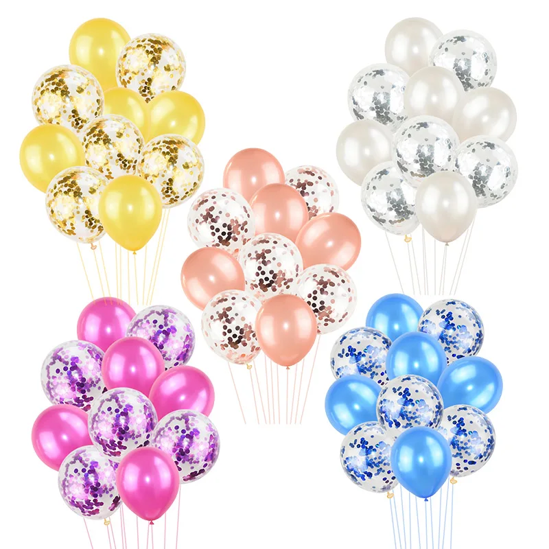 10pcs 12inch Rose Gold Confetti Balloon Inflatable Helium Air Latex Ballon Baby Shower Wedding Birthday Party Decorations Globos