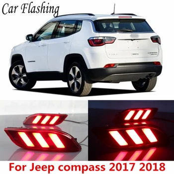 

Car Flashing 1Set LED Reflector Rear Bumper tail light Fog Lamp cover Brake Lights lamp For Jeep compass 2017 2018 2019