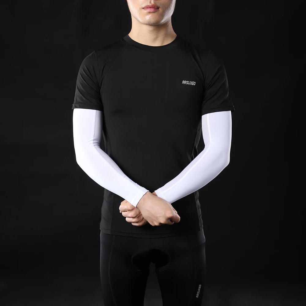 ARSUXEO Ice Silk Arm Sleeves Cooling Sun UV Protection Running Fishing Cycling Arm Warmer Basketball Arm Cover Compression XT05 3