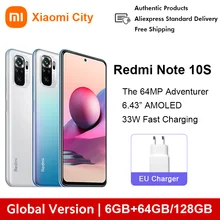 Xiaomi – Smartphone Redmi Note 10S, Version globale, 6 go 64 go 6 go 128 go, grand écran 