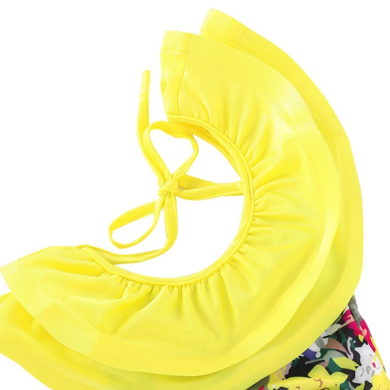 2 шт. для маленьких девочек Swimmsuit + Шапки Одна деталь с открытыми плечами бикини купальный костюм с рисунком купальник ванный комплект