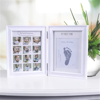 

1pc creative newborn hand and foot print mud baby 100 days full moon age growth commemorative photo frame for children's gift