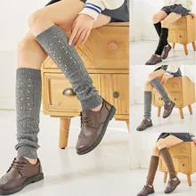 Женские гетры для девочек; теплые зимние вязаные гетры до колена; теплые гольфы с манжетами