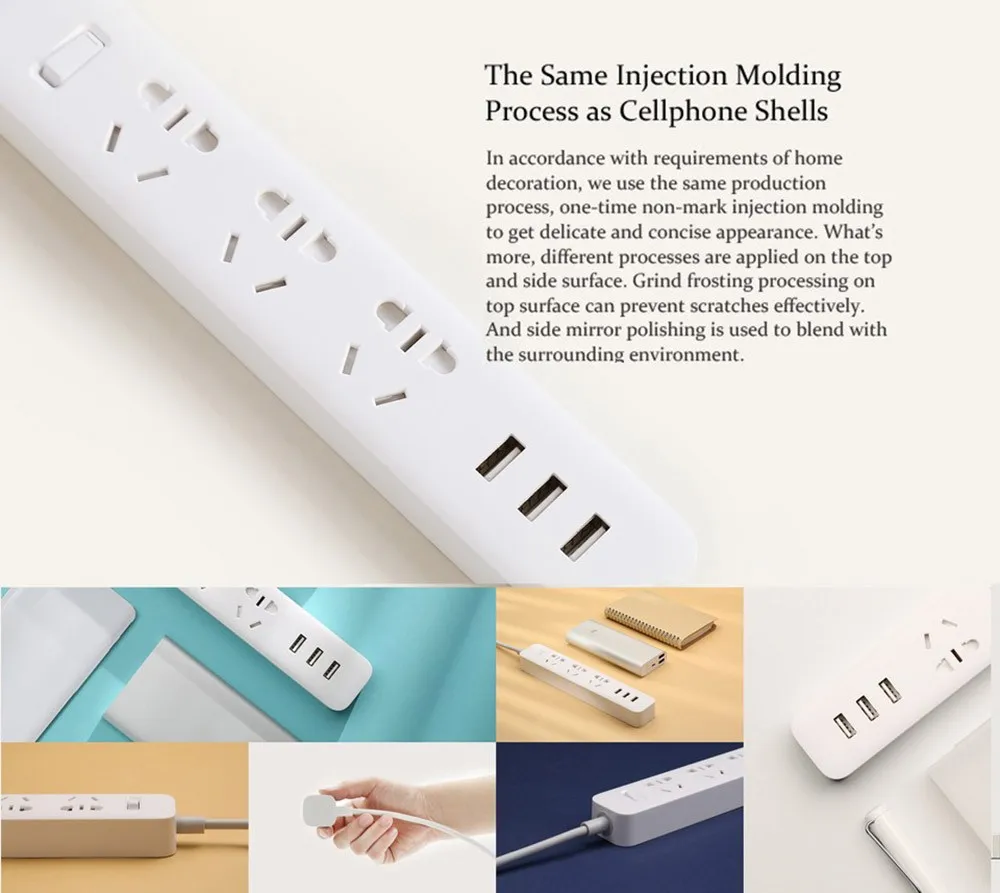 Original Xiaomi Mijia Power Strip Socket Fast Charging 3 USB + 3 Sockets Standard Plug Interface Extension Lead EU US Adapter (20)