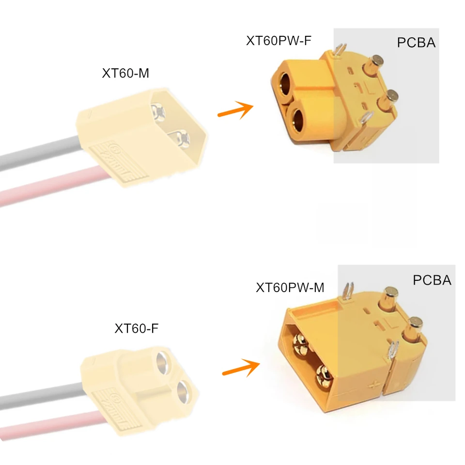 Set 5 Connettori Femmina XT60E-F: Placcati Oro E Ignifughi Per Drone E RC