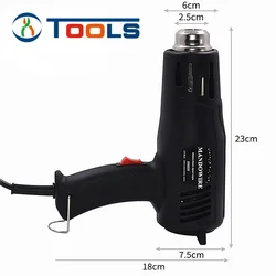 Pistola de calor potência 2000w com pistola de ar quente 500 °c, proteção contra sobrecarga com 5 bocal de metal psiquiatra que envolve/tubulação, remoção da pintura