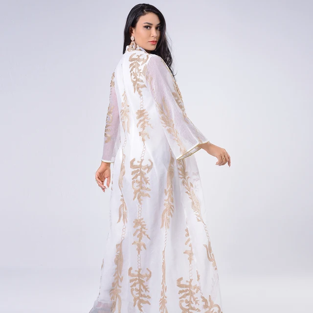 2021 Eid New Robe Sequins Embroidered Abaya Dress For Women Moroccan Kaftan Turkey Arabic Jalabiya  Islamic Ethnic 3