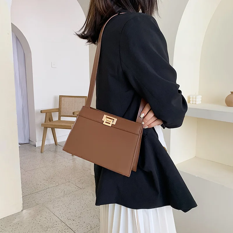 

2019 Autumn New Style Trend Korean-style Handbag Fashion PU Shoulder Bag Versatile Solid Color Non-mainstream Armpit Bag