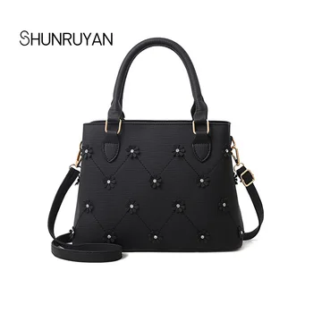 

SHUNRUYAN 2018 New Luxury Brand Design Elegant Women Bag Saffiano Flowers Zipper Crossbody Bag Shoulder Bag Handbag Ladies Bag