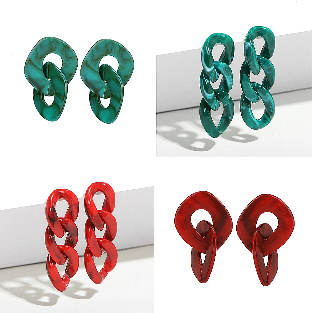 

New Fashion Acrylic Geometric Drop Earrings Trendy Vintage Resin Long Chain Dangle Earrings for Women Boho Brincos 2020
