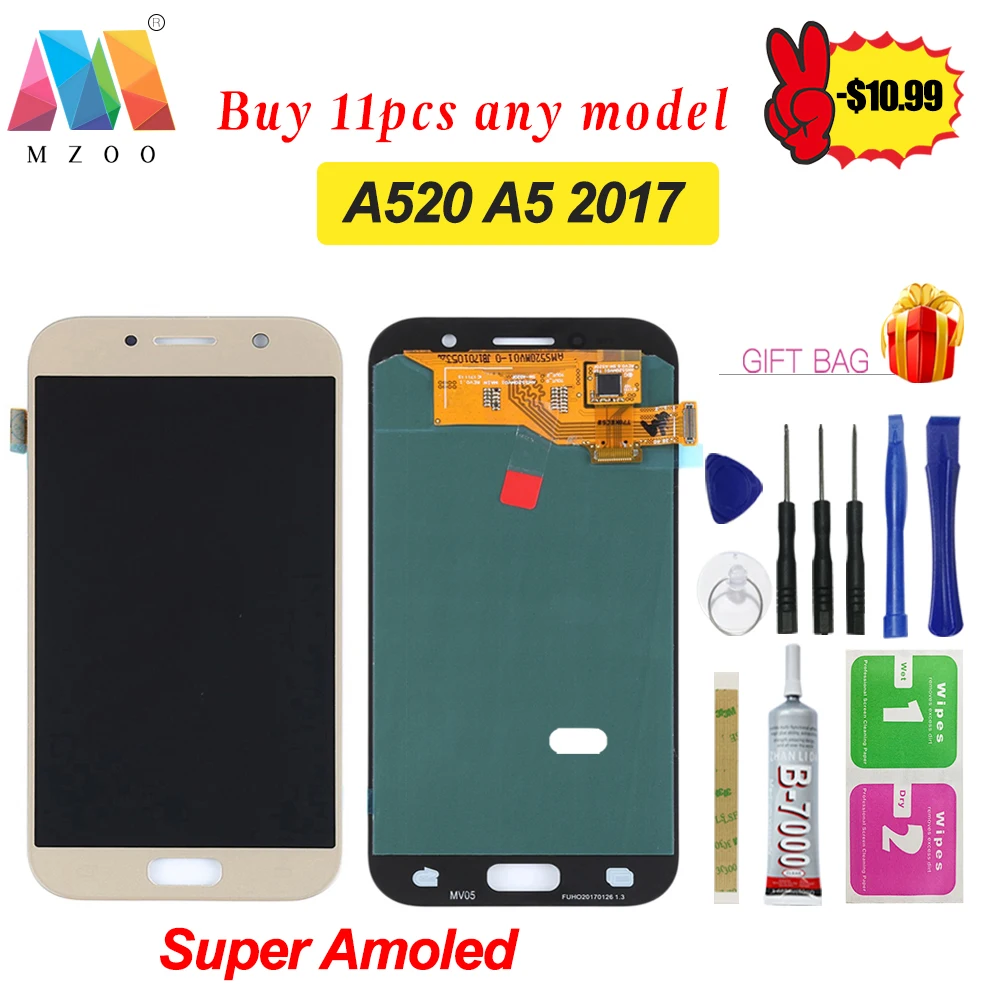 

100% Test Super AMOLED High Quality For SAMSUNG A520 LCD A520 A5 2017 LCD for Samsung A5 2017 A520 Display Touch LCD Screen
