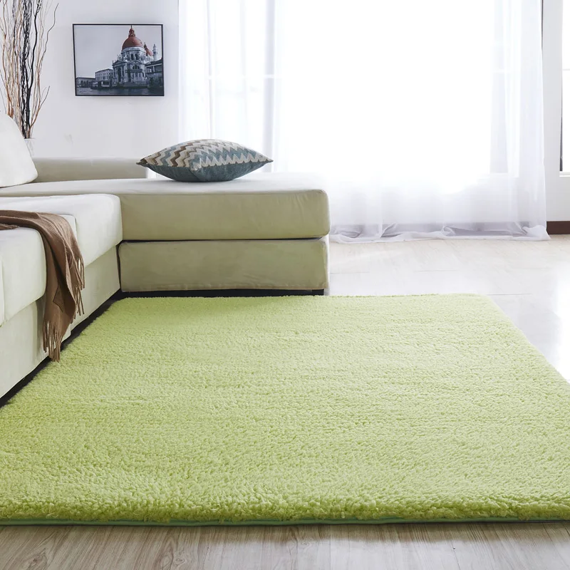 Скандинавские пушистые ковры для спальни/гостиной прямоугольные Большие размеры плюшевые Нескользящие мягкие белые розовые красные 7 цветов - Цвет: Зеленый
