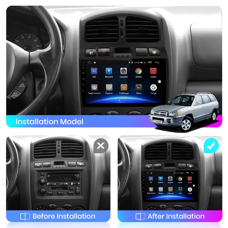 Junsun V1 Pro 4G CarPlay Android 10 + 64G Автомобильный радиоплеер для Hyundai Classic Santa Fe 2005 2006 2015 GPS no 2din