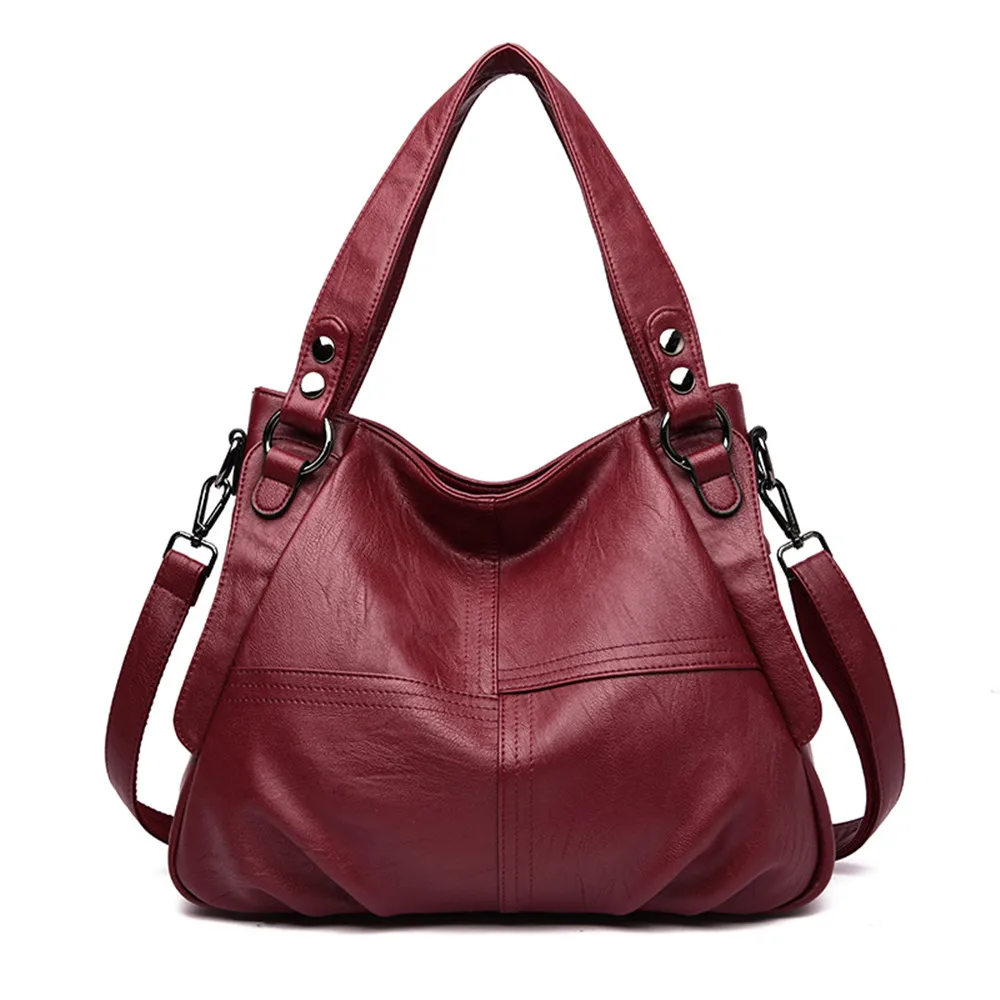 Роскошные кожаные сумки Bolsas De Mujer, женские сумки, дизайнерские сумки высокого качества, женские ручные сумки через плечо для женщин - Цвет: Burgundy
