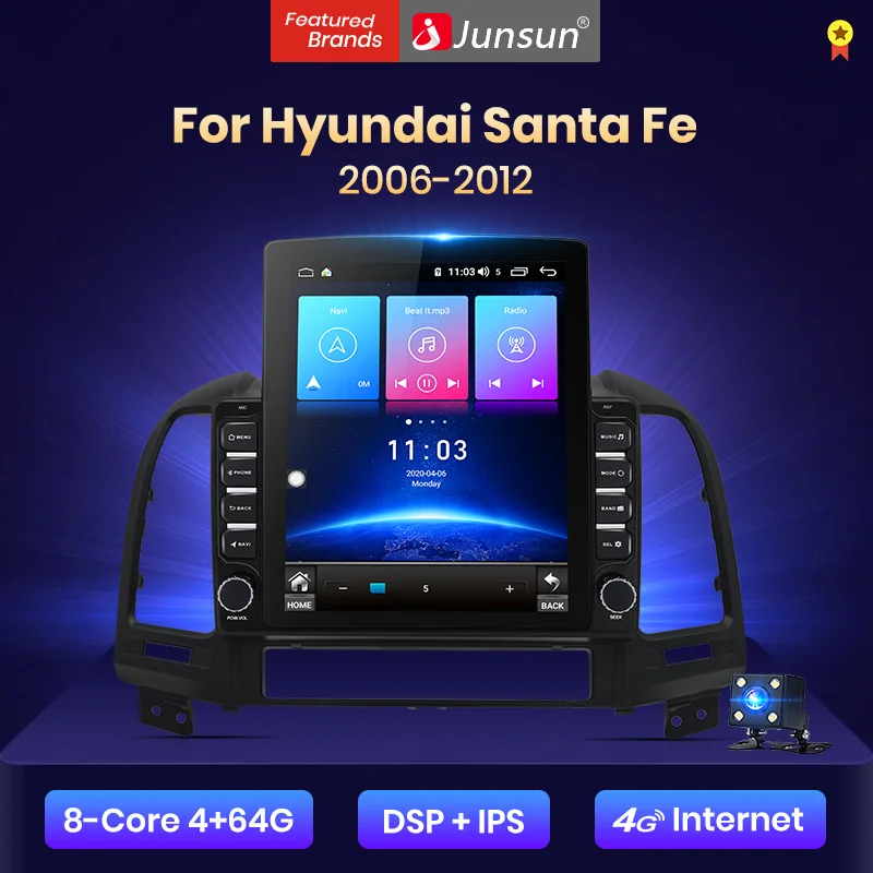 Junsun V2 Pro Вертикальный стиль 4G + 64G CarPlay для Hyundai Santa Fe 2 2006 2012 Android 8 1 | Мультимедиаплеер для авто -4001228368951