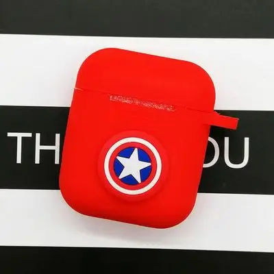 Горячая Капитан Америка беспроводной Bluetooth наушники чехол для Apple AirPods защитный чехол s наушники чехол Супермен зарядная коробка - Цвет: Captain America-1