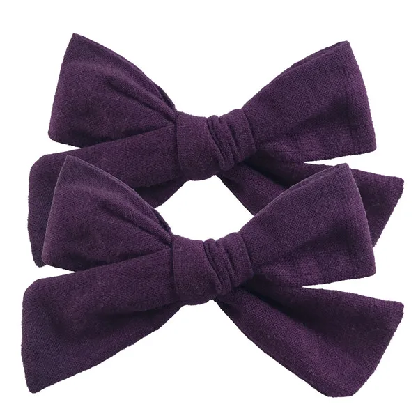 Solid color-473 BEILARRY, 2 шт., 4-дюймовые зажимы из хлопчатобумажной ткани с бантиком для маленьких девочек, заколки для волос с бантиком, заколки, заколки для волос, головные уборы, аксессуары для волос - Цвет: Solid color-473
