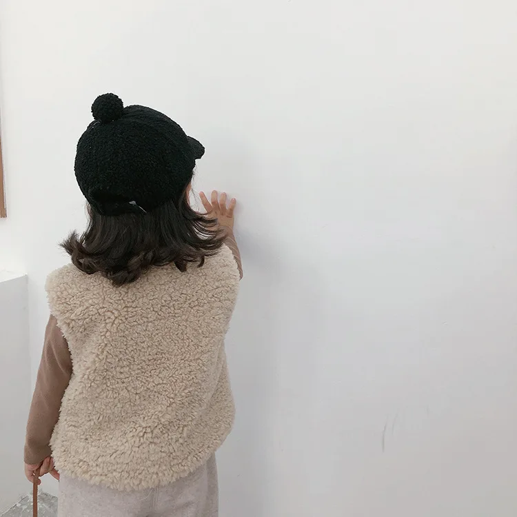 Autumn Winter fashion girls solid color quilted berber Fleece waistcoats kids warm cute sleeveless thick vests