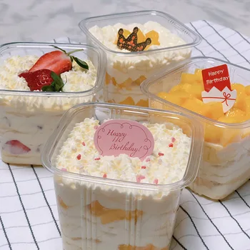

350ML Disposable Clear Cake Box Container with Lid Cheese Ice Cream Fruit Mousse Packaging Box