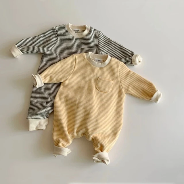 MILANCEL spring baby clothes striped infant girls boys jumpsuits simple style baby playsuit