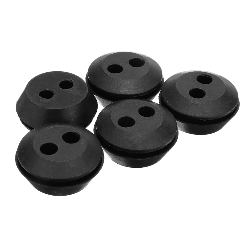 5Pcs 2 Hole Rubber Grommet Black Rubber Fuel Gas Line Grommet for Garden Lawn Mower Replacement