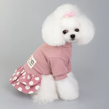 

Summer Polka Pet Dog Princess Dress For Small Dogs Half Sleeve T-shirt Puppy Skirt Clothes for Girl Dogs animals pets Apparel
