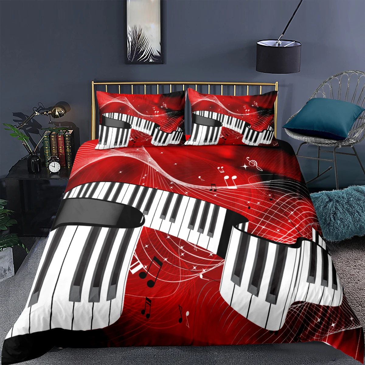 3D Piano Keys Printed Duvet Cover Pillowcase 2/3 Pcs Home Textiles Bedding Set Quilt Single Twin Double Full Queen King | Дом и сад