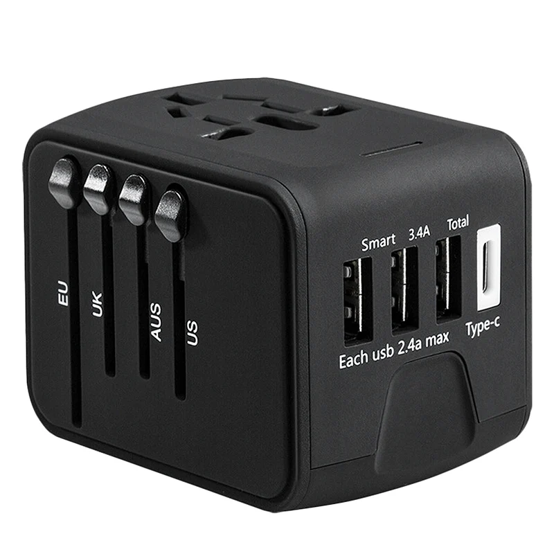 Дорожный адаптер, универсальный штепсельный адаптер, USB TYPE-C для США/Великобритании/ЕС/Австралии Международный адаптер питания
