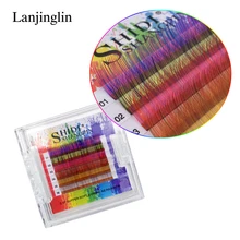 LANJINGLIN 1 коробка C завитые накладные ресницы смешанные цвета радужные Искусственные ресницы индивидуальные натуральные ресницы Косплей вечерние макияж