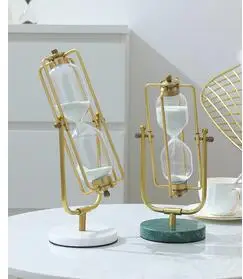 

ROTATABLE METAL SANDGLASS SIMPLE GLASS HOURGLASS DESK DECORATION ORNAMENTS 15/30 MINUTE WHITE SAND COUNTDOWN TIMER HOME TIMING