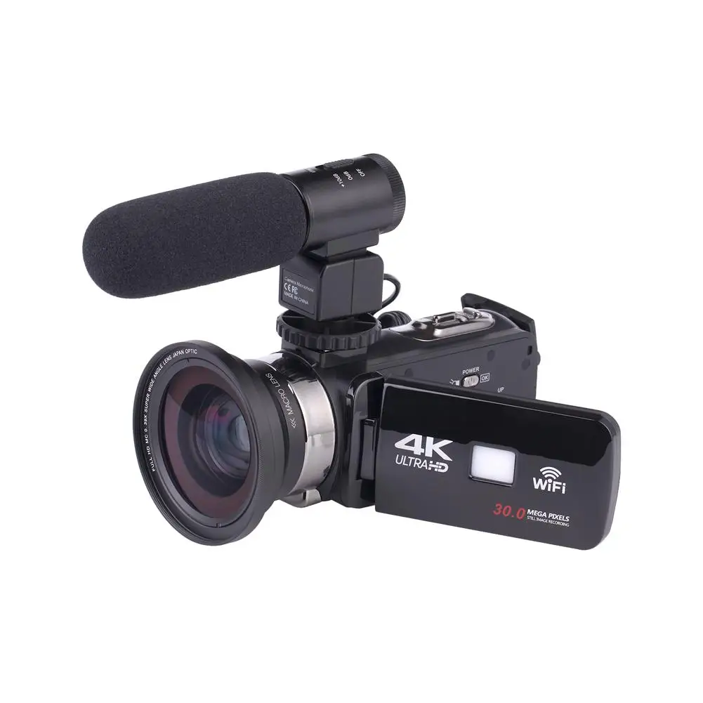 4K Ультра прозрачная цифровая камера для улицы, свадьбы, дома, ручная DV профессиональная камера для ночного видения 3,0 дюймов ips HD сенсорный экран