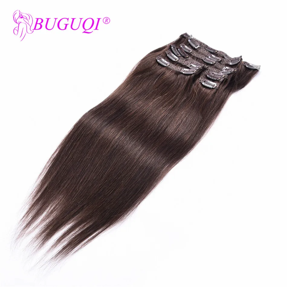 

BUGUQI Hair Clip In Human Hair Extensions Peruvian #2 Remy 16 To 26 Inch 100g Machine Made Clip Human Hair Extensions