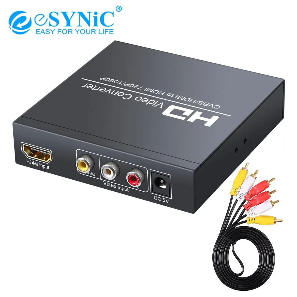 Преобразователь eSYNiC 3 5 мм AV HDMI в коаксиальный стерео аудио адаптер поддержка NTSC PAL