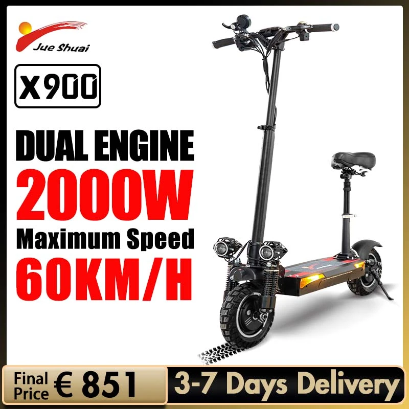 Jueshuai X900 2000W Dual Motor Electric Scooter 60KM/H Max Speed Folding E  Scooter with Seat Patinete Elétrico 80KM Long Range|Electric Scooters| -  AliExpress