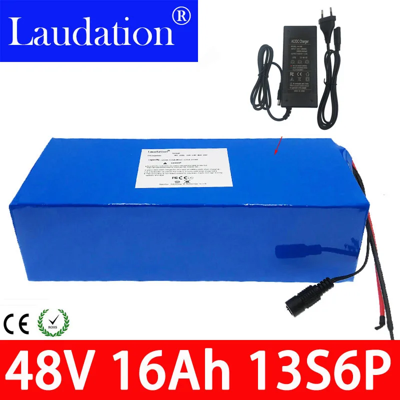 30a bms 48v литий-ионный аккумулятор 16ah 13s6p 18650 Электрический автомобиль литий-ионный аккумулятор для электрического скутера ebike с 2acharger laudation
