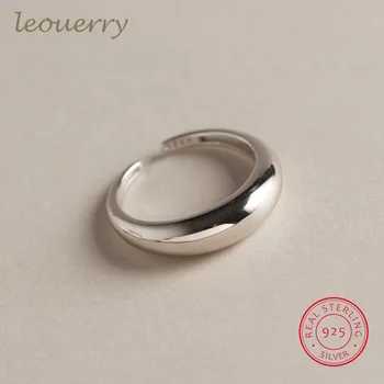 

Leouerry 925 Sterling Silver Convex Surface Rings for Women Minimalist Glossy Waterdrop Curved Wide Rings Silver 925 Jewelry