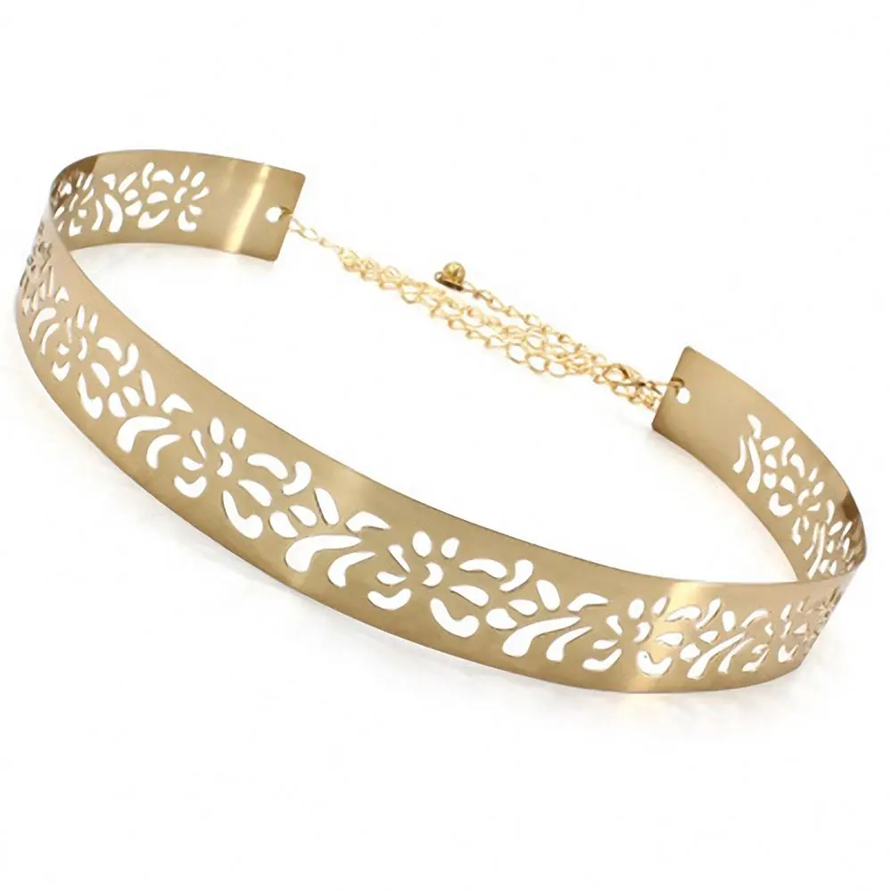 C Women Vintage Waist Belts Metal Sequin Hollow Western Waistband for Girls Gold Wild Chain Belts Dress Overcoat Decor Fashion New - Цвет: C