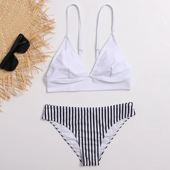 

2020 New Stripes Bikini Swimwear Women Swimsuit White Brazilian Biquini Women Bathing Suit Bikini Summer Beach Wear