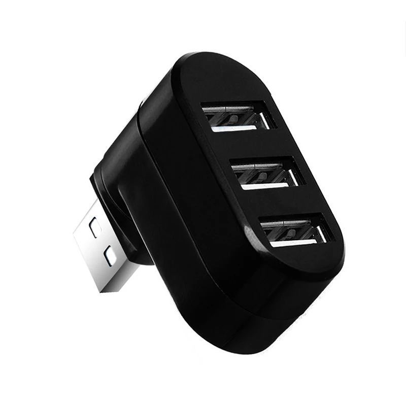 Черный Usb-хаб, вращающийся, высокоскоростной, 3 порта, USB, несколько концентраторов, 2,0, USB адаптер для ноутбука, компьютера, концентратор, USB, несколько карт-ридеров, адаптер - Цвет: Черный