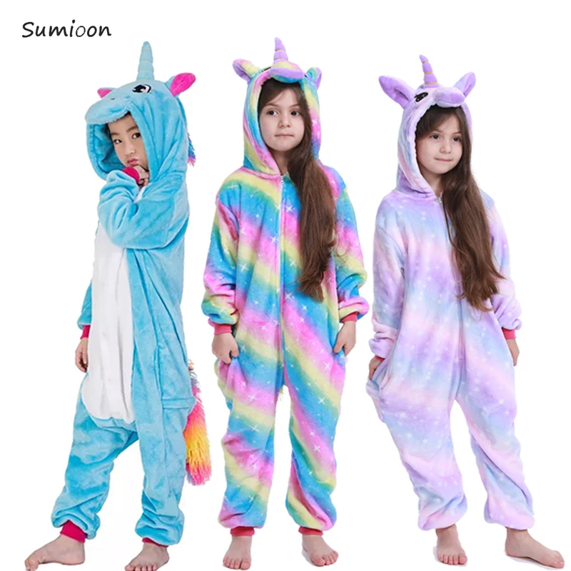 Kigurumi/Пижама с единорогом; комбинезон с животными для детей; одежда для сна для мальчиков и девочек; детская пижама с рисунком единорога; зимний комбинезон