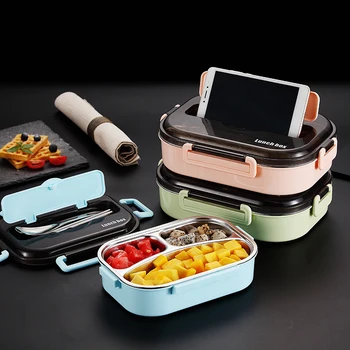 

GESEW Portable Stainless Steel Insulated Lunch Box 2020 Japanese New Style Separate Bento Box Large Capacity Food Container