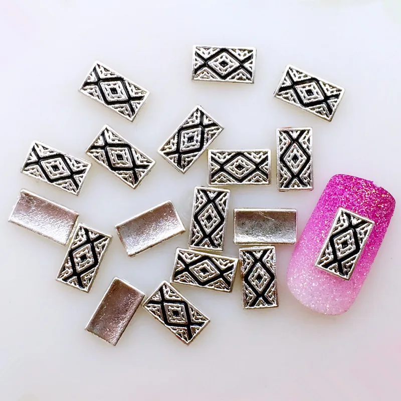 20pcs/pack metal nail art painting oil rectangle sun flower 3d jewelry gel nails sticker decoration art tools