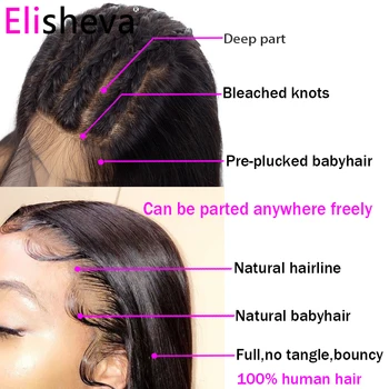 Straight Wig Transparent Lace Front Human Hair Wigs 13x4 Brazilian 150Density Remy Long Natural PrePlucked Glueless Bleach Knots 4