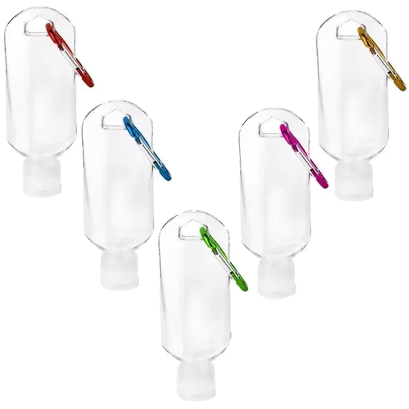 

60pcs 30ml 50ml Travel Plastic Clear Keychain Bottles Leakproof Squeeze Container with Flip Cap for Cosmetics Refillable Bottle