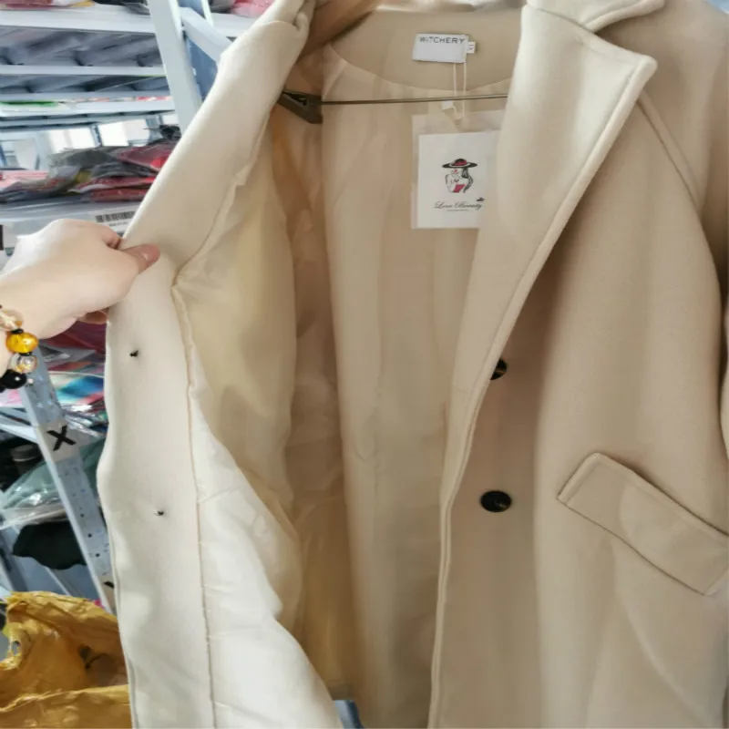 Winter Beige Elegant Wool Blend Women Korean