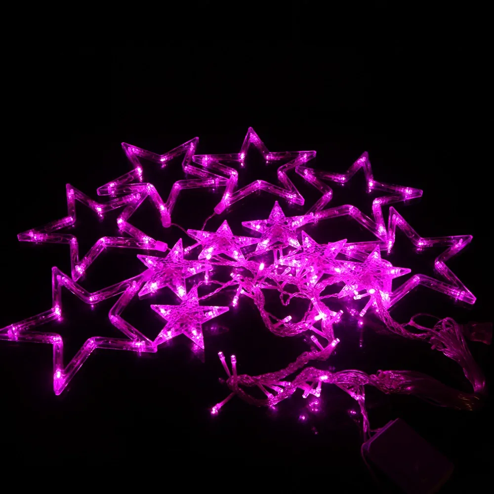 PVC Bulbs Globes Balls Five Pointed Star Fairy String Lights LED Lamps Christmas Party Decoration 220V LED Star Curtain Light