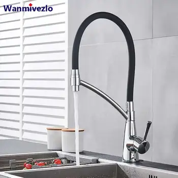 

Black Chrome Kitchen Faucets Deck Mounted Kitchen Faucet Single Handle 360 Degree Rotation Kitchen Tap Pull Down Mixer Torneira