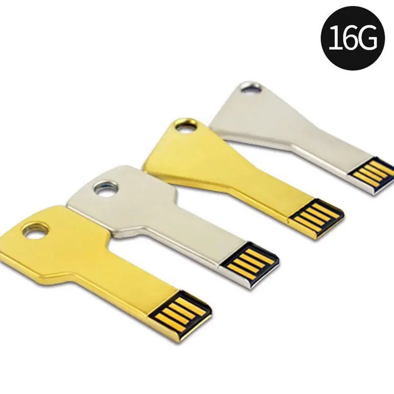 Micro usb stick 2,0 128 ГБ USB флэш-накопитель 64 флэш в виде ключа формы 32 ГБ флеш-накопитель металлический золотой Флешка 16 Гб memoria stick 8 ГБ 4 ГБ