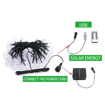 

8 Modes Crystal Ball LED String Lights 9.5M Solar Lamp Flash Waterproof Fairy For Outdoor Garden Christmas Wedding Decoration