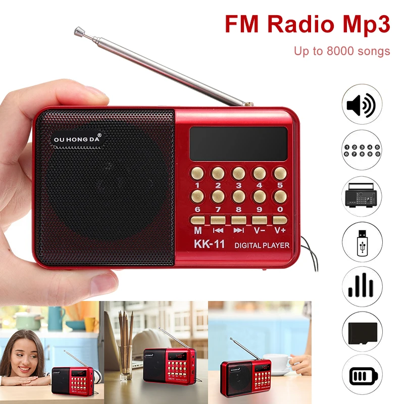 VicTsing K11 портативное мини-радио USB TF MP3 плеер 3W fm-радио перезаряжаемый радио динамик со звуком громкий для родителей подарок